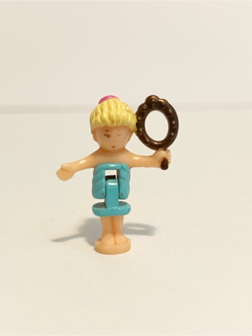 Vintage Polly Pocket Doll Bubble Bath Towel w Mirror Figure Bluebird Toy 1993